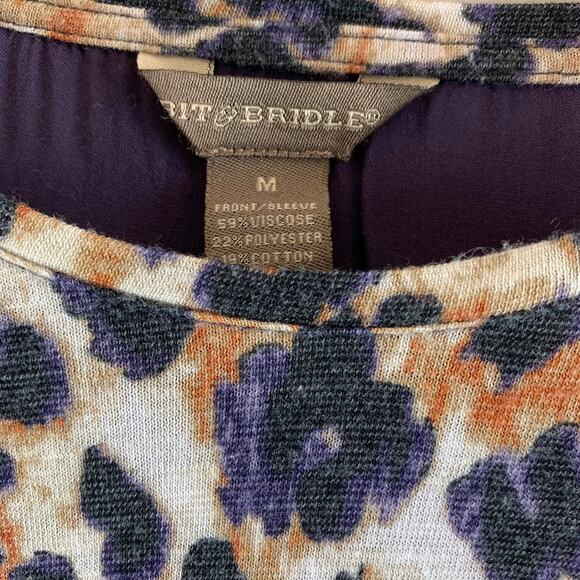 Bit Bridle Purple Cheetah Animal Leopard Print High Low Tunic Top Blouse Shirt M - Picture 5 of 6